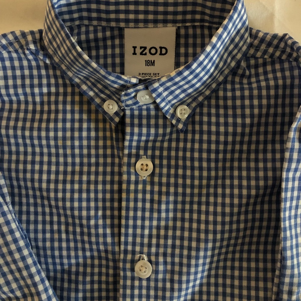 Trendy Izod blue check 18 mth dress shirt